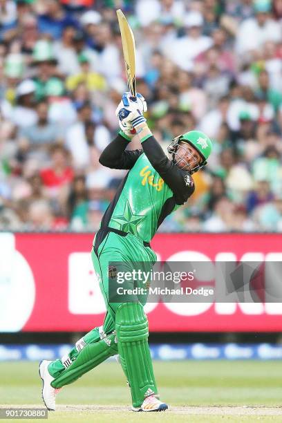 Ben Dunk of the Stars bats during the Big Bash League match between the Melbourne Stars and the Melbourne Renegades at Melbourne Cricket Ground on...