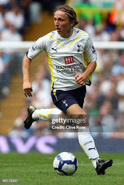 Luka Modric of Tottenham Hotspur in action during the Barclays Premier League match between Tottenham Hotspur and Birmingham City at White Hart Lane...