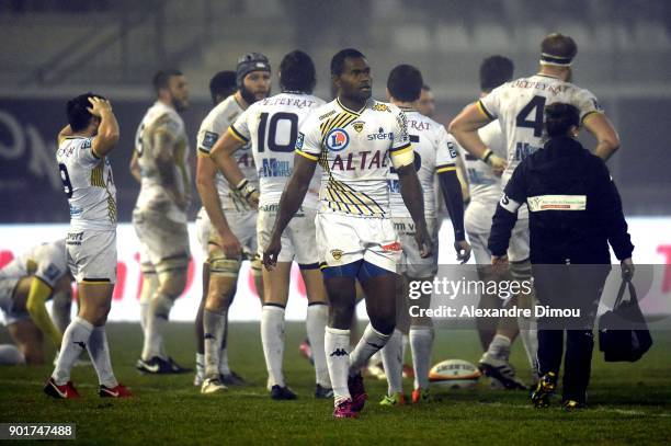 Timoci Matanavou and Team of Mont de Marsan during the Pro D2 match between Narbonne and Mont de Marsan on January 5, 2018 in Narbonne, France.