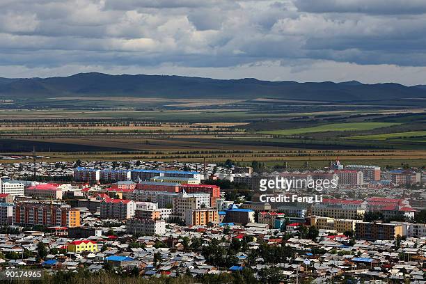 General view of Eerguna District on August 27, 2009 in Hulun Buir, Inner Mongolia Autonomous Region, China. Hulun Buir, with an area of 250,000 sq km...