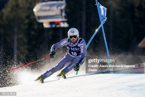 Thomas Fanara of France competes during the Audi FIS Alpine Ski World Cup Men's Giant Slalom on January 6, 2018 in Adelboden, Switzerland.