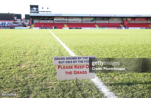 Polite notice at Highbury Stadium ahead of the The Emirates FA Cup Third Round tie between Fleetwood Town and Leicester City at Highbury Stadium, on...