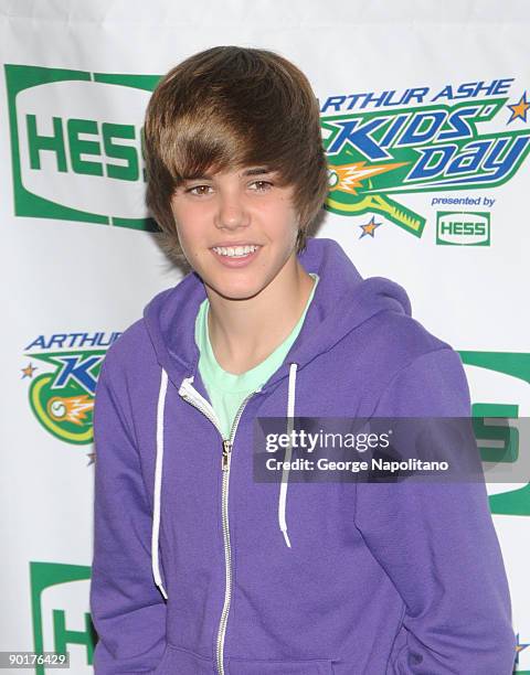 Singer Justin Bieber attends the 2009 Arthur Ashe Kids Day at the USTA Billie Jean King National Tennis Center on August 29, 2009 in New York City.