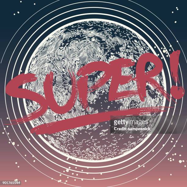illustrazioni stock, clip art, cartoni animati e icone di tendenza di super luna - super pink moon