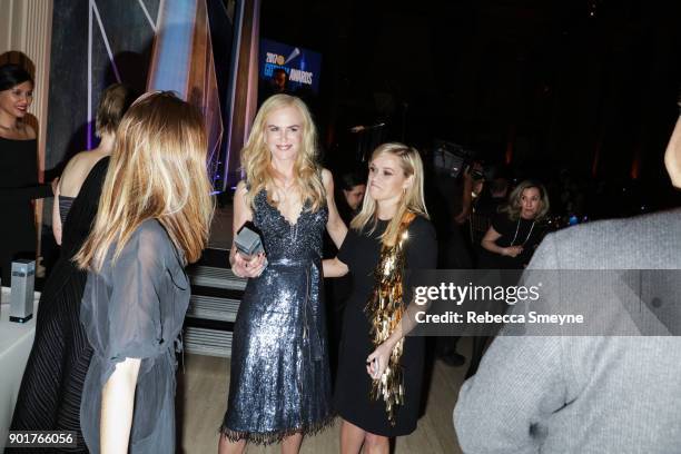 Nicole Kidman with her award and Reese Witherspoon attend the 2017 IFP Gotham Awards at Cipriani Wall Street on November 27, 2017 in New York, NY.