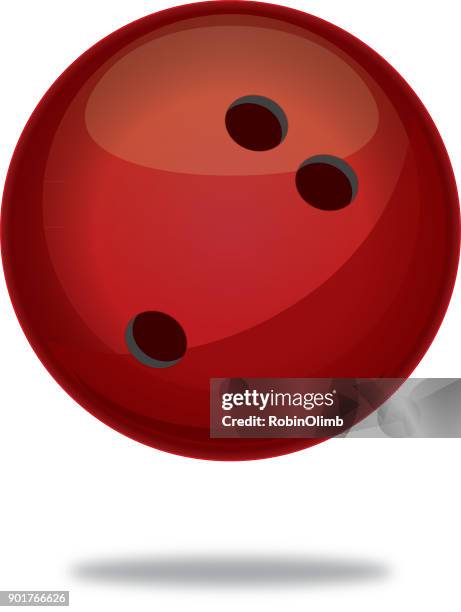 red bowling ball with shadow icon - bowling ball on white stock illustrations