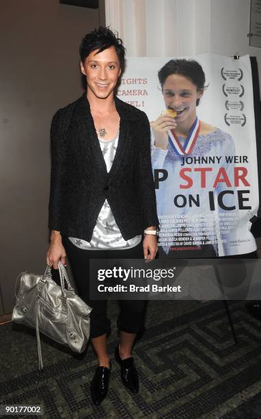 Johnny Weir, US Olympic Figure Skater, attends a screening of ''Pop Star on Ice'' at the Brooklyn Academy of Music on August 29, 2009 in New York...