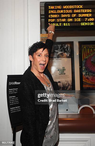 Johnny Weir, US Olympic Figure Skater, attends a screening of ''Pop Star on Ice'' at the Brooklyn Academy of Music on August 29, 2009 in New York...