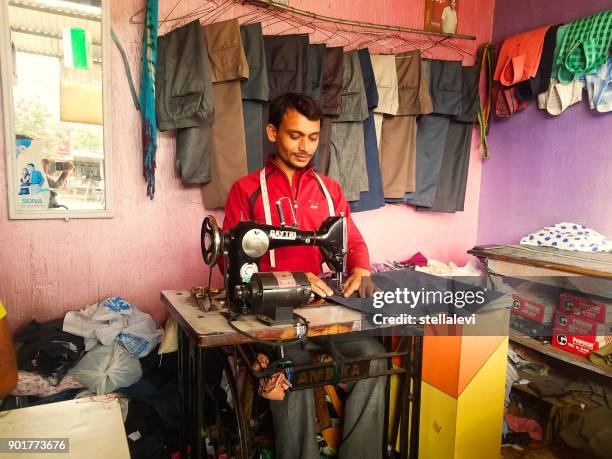 man sewing. pushkar, india - tailor stock pictures, royalty-free photos & images