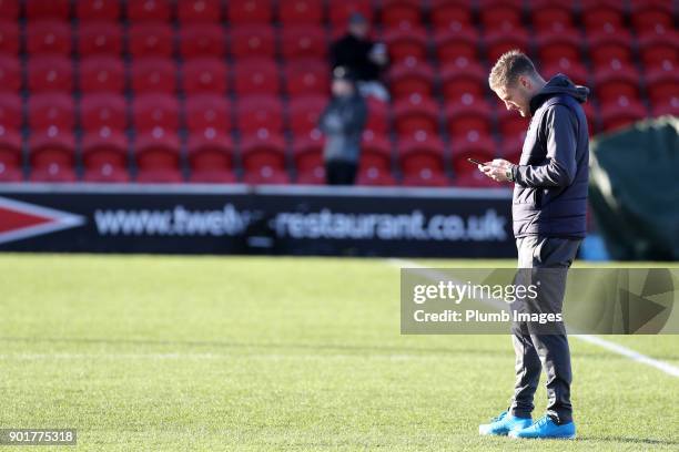 Jamie Vardy of Leicester City at Highbury Stadium ahead of the The Emirates FA Cup Third Round tie between Fleetwood Town and Leicester City at...