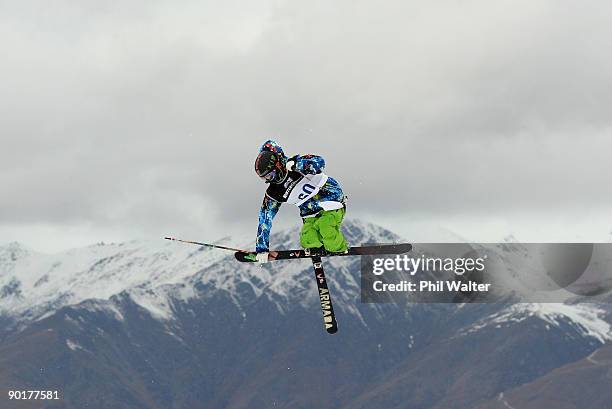 Kim Boberg of Sweden competes in the men's Freeski Big Air final during day nine of the Winter Games NZ at Coronet Peak on August 30, 2009 in...