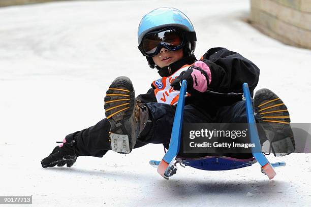 Tyla Toheriri-O'Neill of Ranfurly competes in the Natural Luge during day nine of the Winter Games NZ on August 30, 2009 in Naseby, New Zealand.