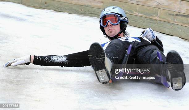 Andrew Balme of Christchurch competes in the Natural Luge during day nine of the Winter Games NZ on August 30, 2009 in Naseby, New Zealand.