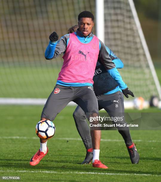 Chuba Akpom of Arsenal during a training session at London Colney on January 6, 2018 in St Albans, England.