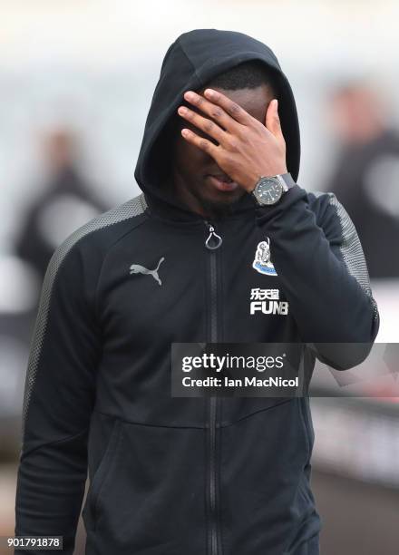 Henri Saivet of Newcastle United is seen prior to the Emirates FA Cup third round match between Newcastle United and Luton Town at St James' Park on...