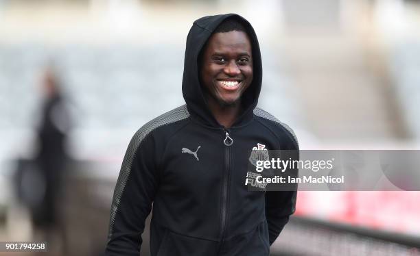 Newcastle player Henri Saivet aarives before The Emirates FA Cup Third Round match between Newcastle United and Luton Town at St James' Park on...