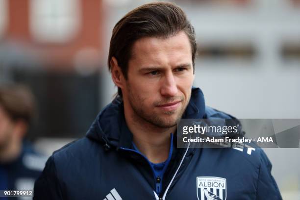 Grzegorz Krychowiak of West Bromwich Albion prior to the The Emirates FA Cup Third Round match between Exeter City v West Bromwich Albion at St James...