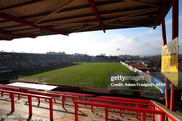 General view of St James Park the home stadium of Exeter City prior to the The Emirates FA Cup Third Round match between Exeter City v West Bromwich...