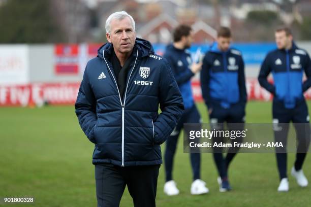 Alan Pardew head coach / manager of West Bromwich Albion prior to the The Emirates FA Cup Third Round match between Exeter City v West Bromwich...