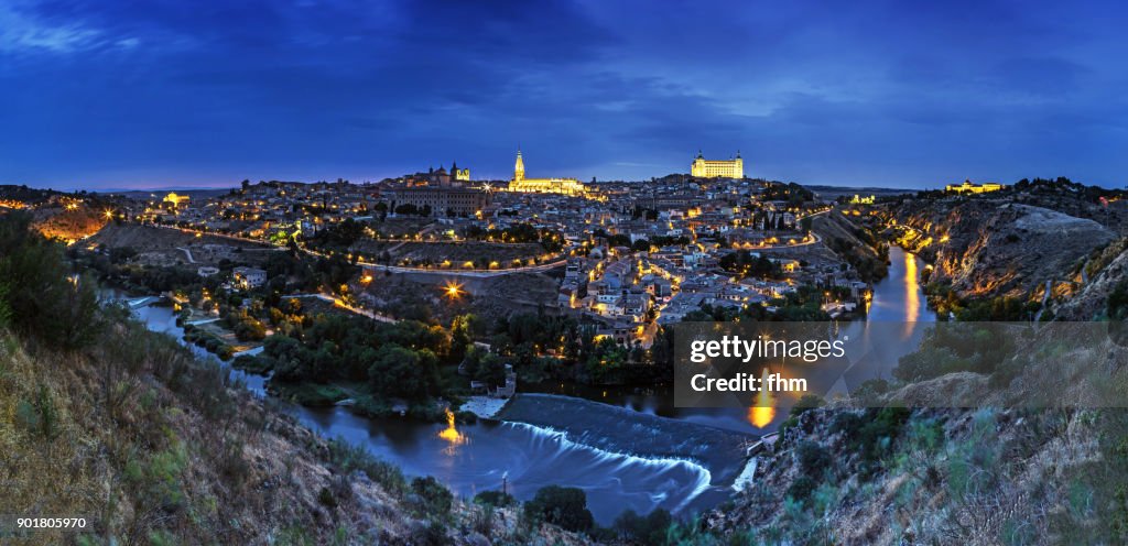 Toledo (Castile–La Mancha/ Spain) - Panorama at blue hour