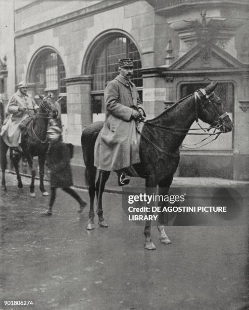 French General De Viry in the Town Hall Square in Essen, Ruhr district occupied by the French, Germany, from L'Illustrazione Italiana, Year L, No 4,...