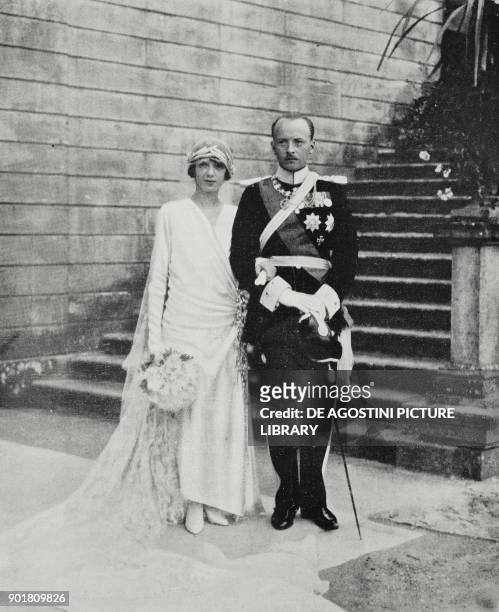 Princess Mafalda of Savoy and Philipp, Prince and Landgrave of Hesse's wedding in Racconigi castle, Piedmont, Italy, September 23 from...