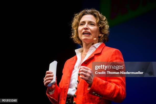 The Secretary-General of the Free Democratic Party Nicola Beer talks during the traditional Epiphany meeting of the German Free Democratic Party at...