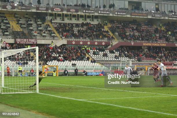 Salvatore Sirigu save the penalty kicked by Erick Pulgar during the Serie A football match between Torino FC and Bologna FC at Olympic Grande Torino...