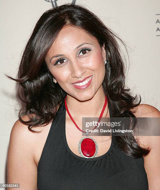 Host Rasha Goel attends the 61st Annual Los Angeles Area Emmy Awards at the Academy of Television Arts & Sciences on August 29, 2009 in North...