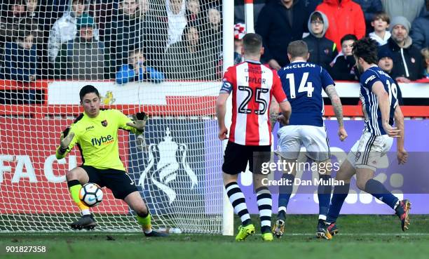 Jay Rodriguez of West Bromwich Albion scores the 2nd West Brom goal during the The Emirates FA Cup Third Round match between Exeter City and West...