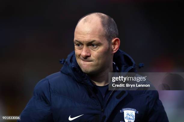 Preston North End Manager Alex Neil looks on prior to the Emirates FA Cup Third Round match between Wycombe Wanderers and Preston North End at Adams...