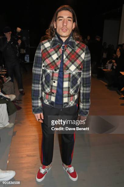Hector Bellerin attends the Oliver Spencer LFWM AW18 Catwalk Show at the BFC Show Space on January 6, 2018 in London, England.