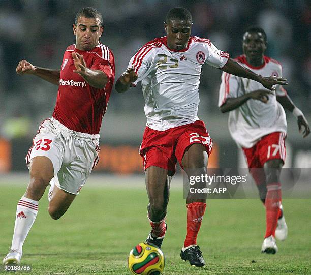 Heartland FC of Nigeria striker Obah vies with Tunisia Etoile du Sahel defender Aimen Abdennour during their African Champions League, Group B...