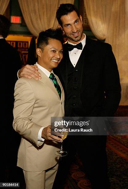 Tim Weaver and Alec Mapa, left, pose for a photograph during the Human Rights Campaign Gala at Paris Las Vegas on August 29, 2009 in Las Vegas,...