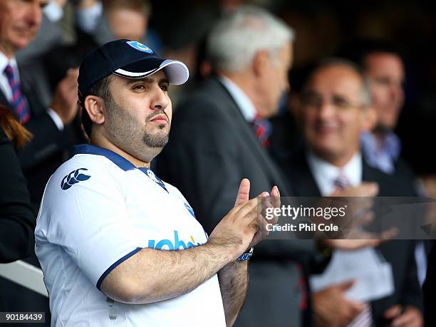 Sulaiman Al Fahim the new Owner of Portsmouth during the Barclays Premier League match between Portsmouth and Manchester City at Fratton Park on...