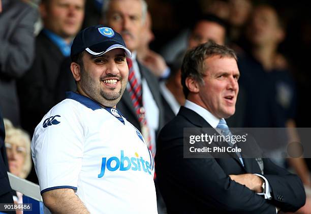 Sulaiman Al Fahim the new Owner of Portsmouth during the Barclays Premier League match between Portsmouth and Manchester City at Fratton Park on...