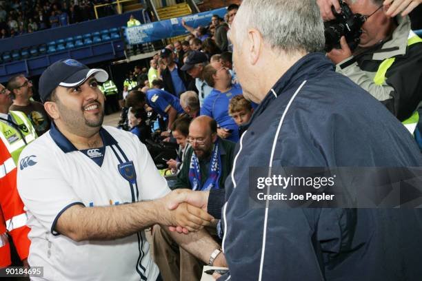 New Porrtsmouth Owner Sulaiman Al Fahim meets fans during half time during the Barclays Premier League match between Portsmouth and Manchester City...