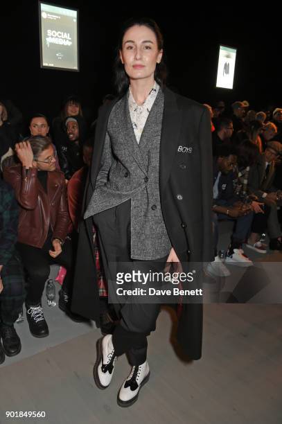 Erin O'Connor attends the Oliver Spencer LFWM AW18 Catwalk Show at the BFC Show Space on January 6, 2018 in London, England.