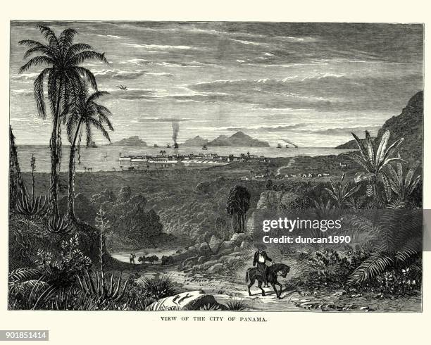 city of panama, 19th century - panama city stock illustrations