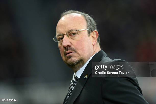 Newcastle United's Manager Rafael Benitez looks on during the Emirates FA Cup Third Round between Newcastle United and Luton Town at St.James' Park...