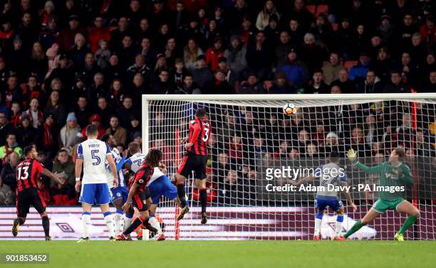 Bournemouth's Steve Cook scores his side's second goal of the game during the FA Cup, third round match at the Vitality Stadium, Bournemouth.