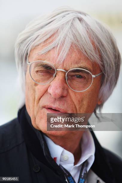 Supremo Bernie Ecclestone walks in the paddock during the Belgian Grand Prix at the Circuit of Spa Francorchamps on August 30, 2009 in Spa...