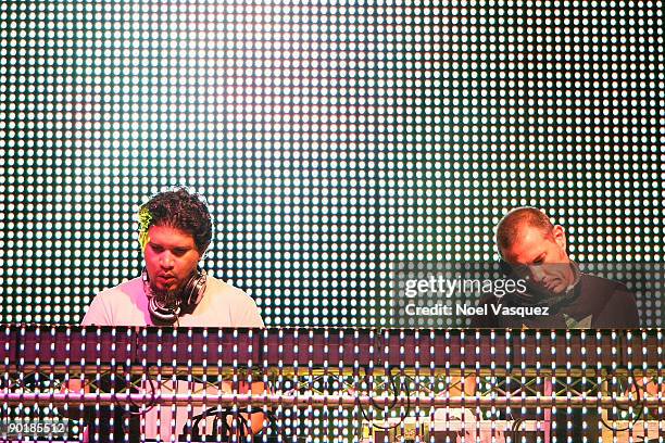 Rob Garza and Eric Hilton of Thievery Corporation perform at Street Scene Music Festival - Day 2 on August 29, 2009 in San Diego, California.