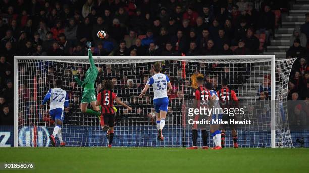 Christian Walton of Wigan saves a free kick during the The Emirates FA Cup Third Round match between AFC Bournemouth and Wigan Athletic at Vitality...