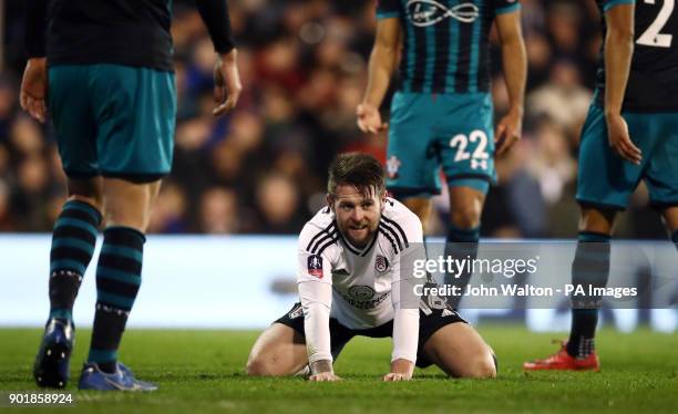 Fulham's Oliver Norwood looks dejected after missed opportunity during the FA Cup, third round match at Craven Cottage, London.