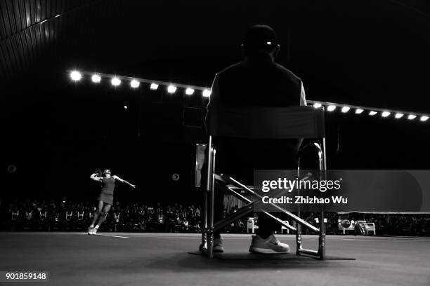 Simona Halep of Romania in action during the final match against Katerina Siniakova of Czech Republic during Day 7 of 2018 WTA Shenzhen Open at...