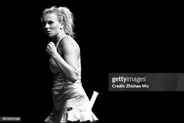 Katerina Siniakova of Czech Republic celebrates during the final match against Simona Halep of Romania during Day 7 of 2018 WTA Shenzhen Open at...