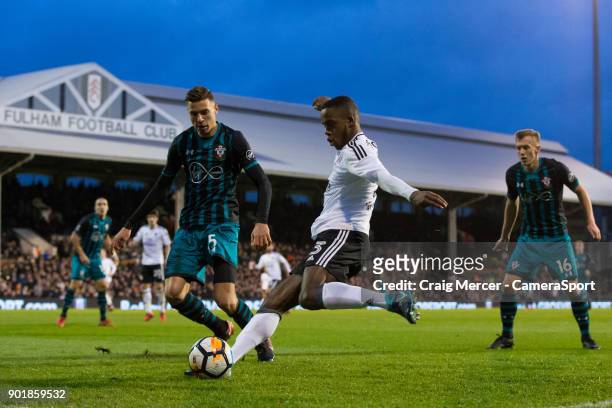 Fulham's Ryan Sessegnon in action during the Emirates FA Cup Third Round match between Fulham and Southampton at Craven Cottage on January 6, 2018 in...