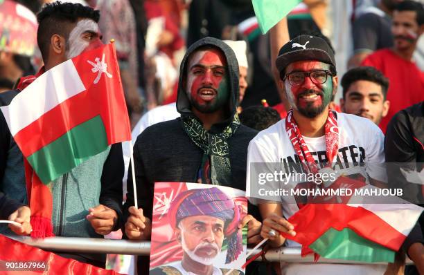 Omani fans attend a celebration ceremony to welcome their national football team after they won the 23th Gulf Cup of Nations, in Muscat on January 6,...