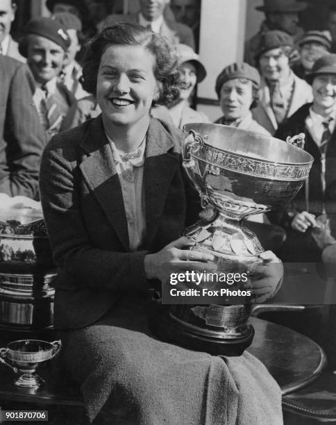 English golfer Pamela Barton after winning the British Ladies' Amateur Golf Championships, UK, 1936.